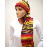 10 Peruvian Inca Multicolor Alpaca Wool Hat Scarves One Piece
