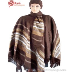 Pretty Peruvian Ruana Scarf Alpaca Camargo Wool Chocolate Color