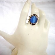 06 Pretty Cat's Eye Stone Rings, Assorted Stone Colors