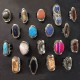 Lot 24 Precious Peruvian Stone Rings, Mixed Stone Desing & Colors