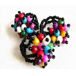 12 Beautiful Achira Seeds Rings ,Assorted Color Beads