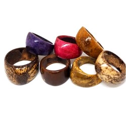 100 Nice Coconut Peel Rings, Assorted Colors & Design