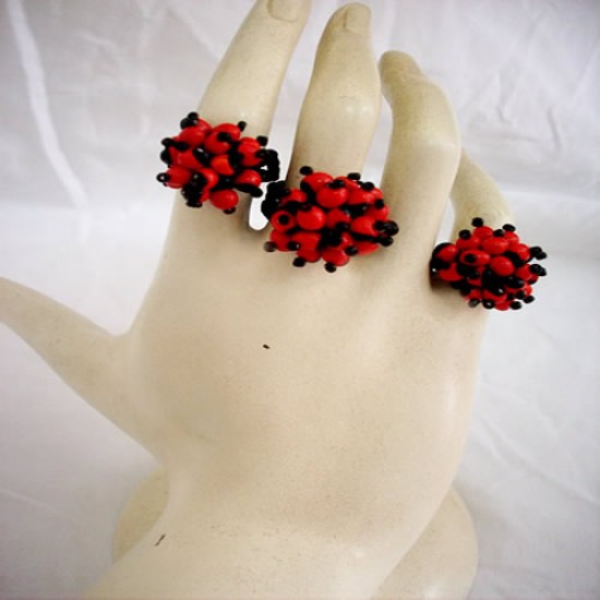 Lot 50 Amazing Baby Huayruro Seed Beads Rings,Mixed Design