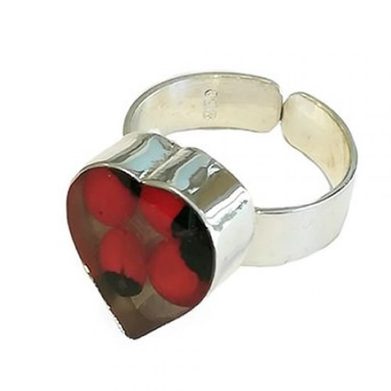12 Amazing Silver Plated Huayruro Seeds Rings, Assorted Models