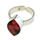 06 Nice Silver Plated Huayruro Seeds Rings, Assorted Design
