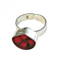 Lot 24 Pretty Silver Plated Resined Huayruro Rings, Mixed Design