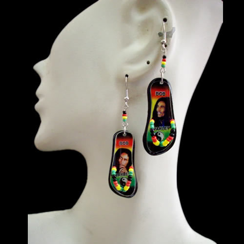 06 Pretty Flip Flops Earrings, Rasta Reggae Design