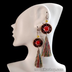 12 Pretty Thread Dreamcatcher Earrings with Multicolor Silk Tassels