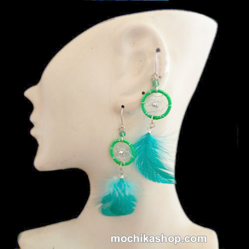 12 Pretty Small Dreamcatcher Feather Earrings Multicolor