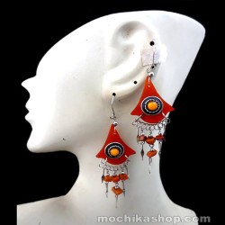 06 Beautiful Peruvian Bull Horn Earrings Bunch Design Colored