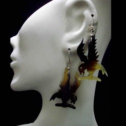 06 Pretty Peruvian Bull Horn Earrings Animal Design Colorful