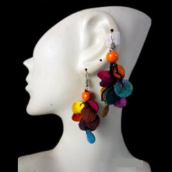 06 Peruvian Orange Peel Earrings Button Bunch Design Colorful