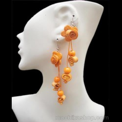 Lot 24 Wholesale Peruvian Orange Peel Earrings Large Flower Design