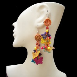 06 Peruvian Orange Peel Earrings Bunch Spiral Assorted Design Colorful
