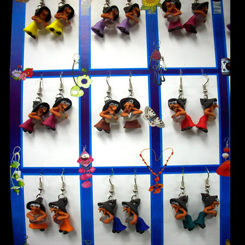 Lot 50 Peruvian Little Witches Ceramic Earrings Assorted Images