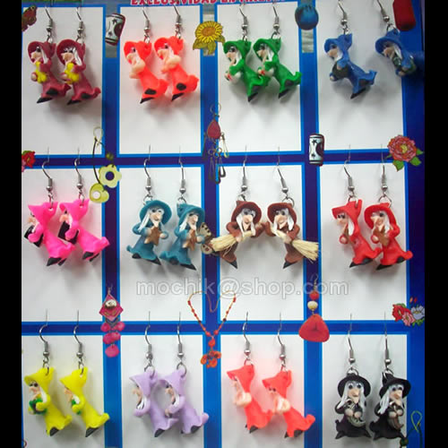 50 Peruvian Wholesale colorful Small Witches Ceramic Earrings