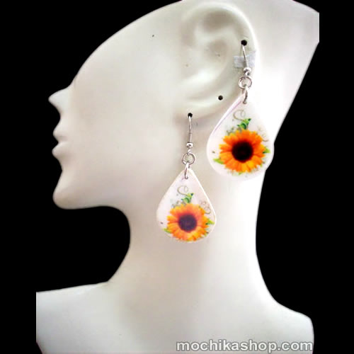 12 Pretty Ceramic Earrings Flower Images Teardrop Design