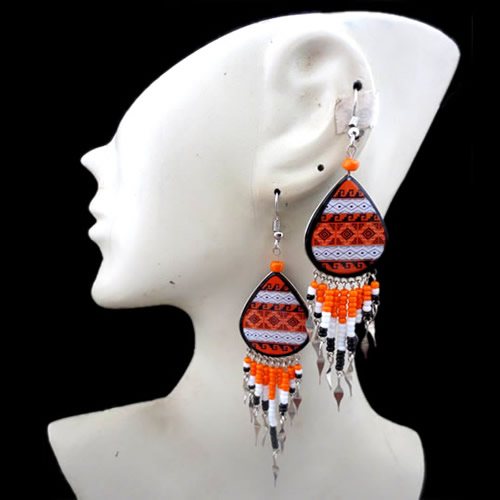 12 Peruvian Wholesale Ceramic Earrings Drop Flower Design