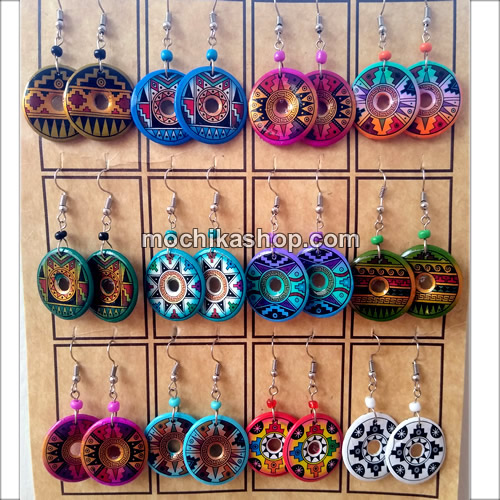 12 Peru Wholesale Ceramic Earrings Colorful Varied Inca Images