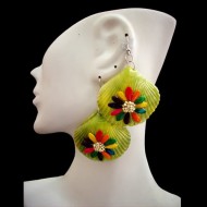 24 Peru Wholesale Seashells Earrings Hand Painted Flower Images