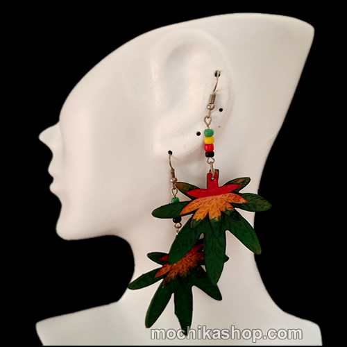 24 Awesome Hand Painted Leather Earrings Cannabis Design