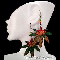 06 Beautiful Hand Painted Leather Earrings Cannabis Design
