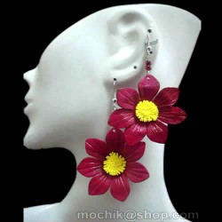 50 Peruvian Wholesale Leather Earrings Flower Leaves Design