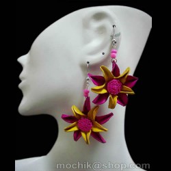 12 Nice Peru Wholesale Leather Earrings Flower Leaves Design
