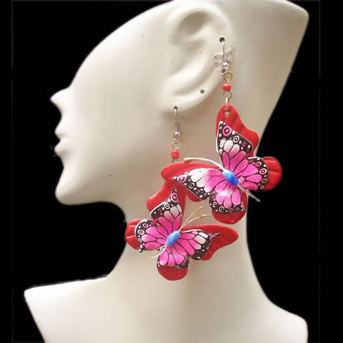 06 Beautiful Peruvian Wholesale Leather Earrings Butterfly Desig