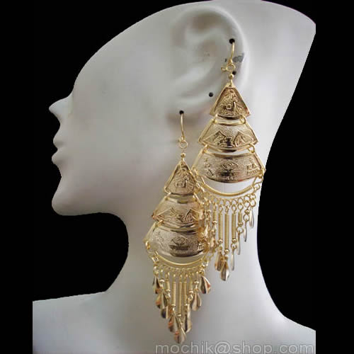 Lot 50 Peruvian Handmade Gold Plated Earrings Inca Varied Design