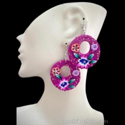 06 Peruvian Nice Rubber Earrings Assorted Flower Images