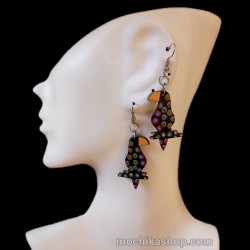 12 Beautiful Peruvian Earrings Handmade Wood - Animal Images