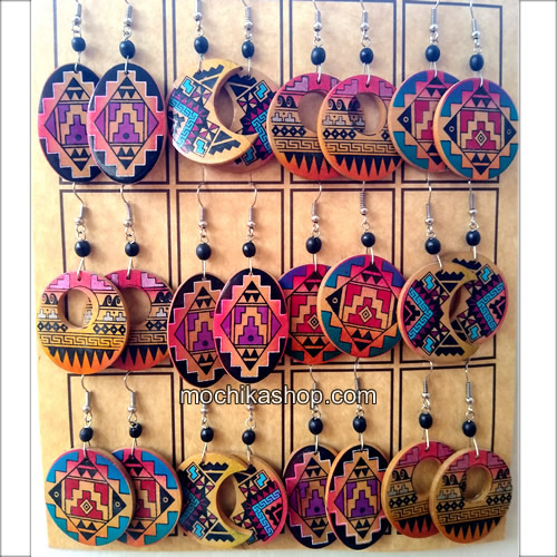 Lot 24 Beautiful Peruvian Wood Earrings Inca Images Design