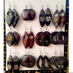 12 Beautiful Peruvian Wood Earrings Assorted Images