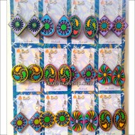 12 Wholesale Beautiful Handmade Wood Earrings - Tribal Design