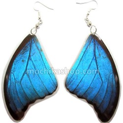 06 Pretty Inca Peruvian Morpho Blue Butterfly Wings Earrings