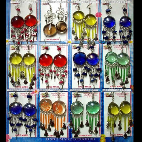 50 Wholesale Peru Alpaca Silver Gem Glass Earrings Mixed Design