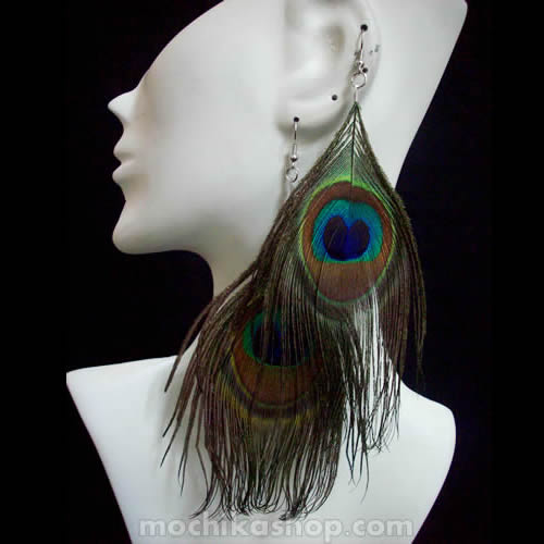 12 Nice Peruvian Wholesale Earrings Handmade Peacock Feathers
