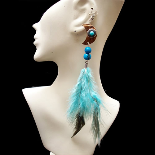 Lot 24 Peruvian Loners Earrings Handmade Feathers and Coconut