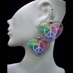 12 Pretty Peruvian Teardrop Thread Earrings Heart Design
