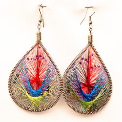 Lot 24 Peruvian Teardrop Thread Earrings with Mostacilla Beads