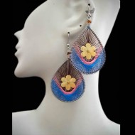 Lot 24 Peruvian Wholesale Flower Teardrop Thread Earrings