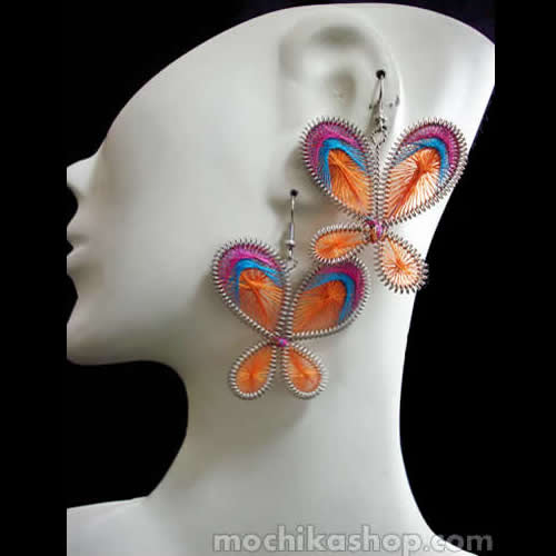 Lot 24 Peruvian Alpaca Silver Thread Earrings Butterfly Design