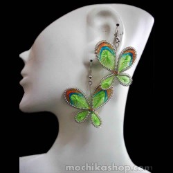 12 Nice Handmade Alpaca Silver Thread Earrings Butterfly Design