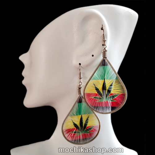 Lot 50 Peruvian Teardrop Thread Earrings Rasta Reggae Design