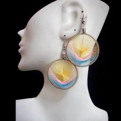 06 Beautiful Peruvian Round Teardrop Thread Earrings Multicolor