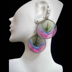 12 Pretty Peruvian Round Teardrop Thread Earrings Colorful