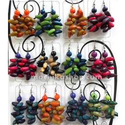 Lot 12 Peruvian Wholesale Multicolor Olive Seeds Earrings