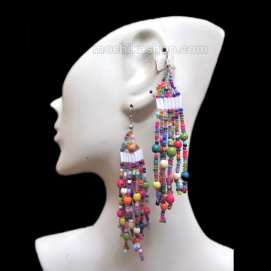 06 Beautiful Peruvian Achira Seeds Earrings Handmade Mostacilla Beads