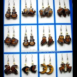 12 Nice Peruvian Carved Gourd Earrings Mixed Images